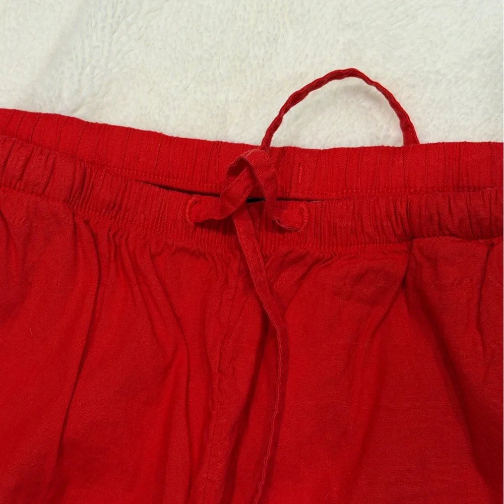 NWT  Athleta Womens Small Paradise Linen Blend Wide Leg Pant Red Drawstring - Picture 6 of 13